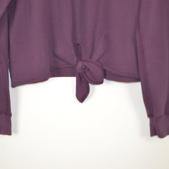 Abercrombie & Fitch Crewneck Pullover Tie Hem Womens M Sweatshirt Purple Cropped - Picture 2 of 9